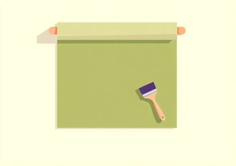 Pose de papier peint, rouleau et brosse à maroufler